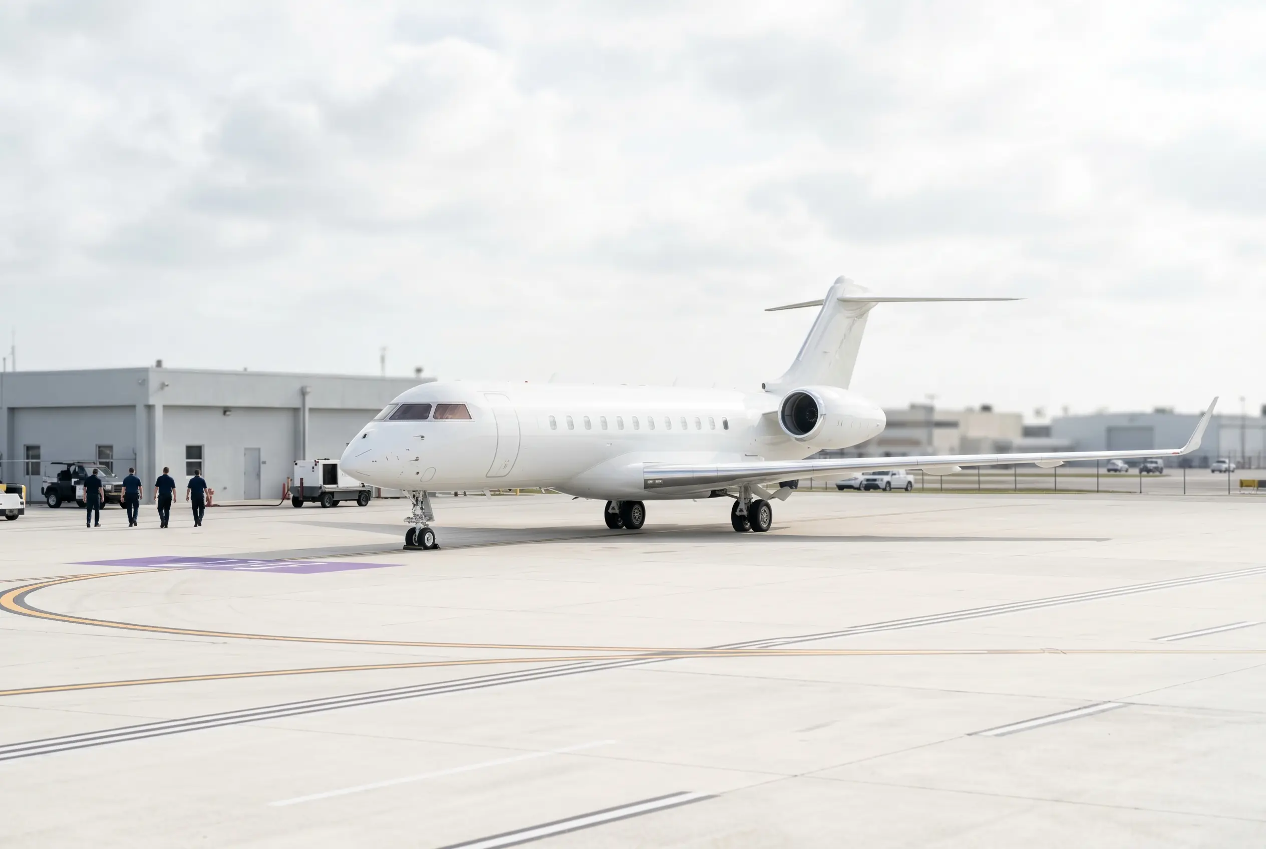 Ultra-long-range flagship jet on a South Florida ramp before a Miami to New York flight